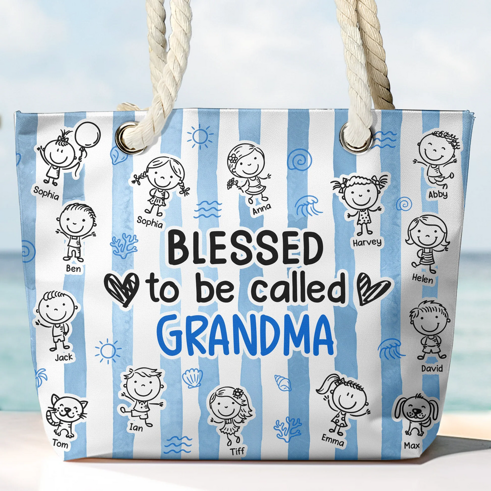 Blessed To Be Called Grandma – Personalized Beach Bag - Gift for Mom, Wife, or Grandma