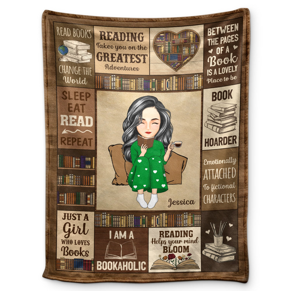 My Reading Blanket I Am A Bookaholic - Personalized Custom Blanket - Gift For Book Lovers