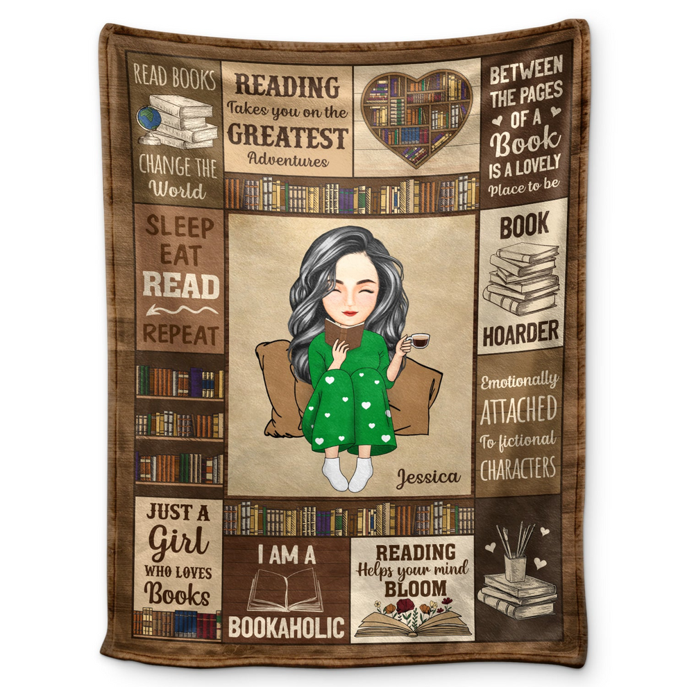 My Reading Blanket I Am A Bookaholic - Personalized Custom Blanket - Gift For Book Lovers