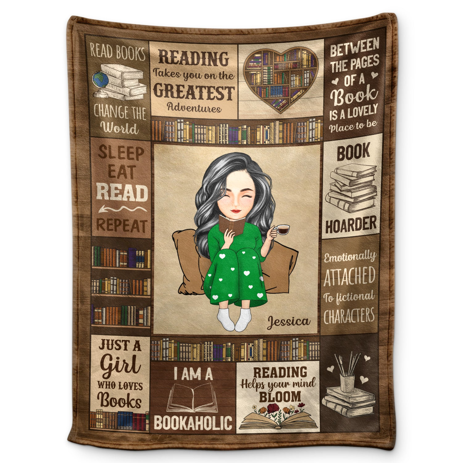 My Reading Blanket I Am A Bookaholic - Personalized Custom Blanket - Gift For Book Lovers