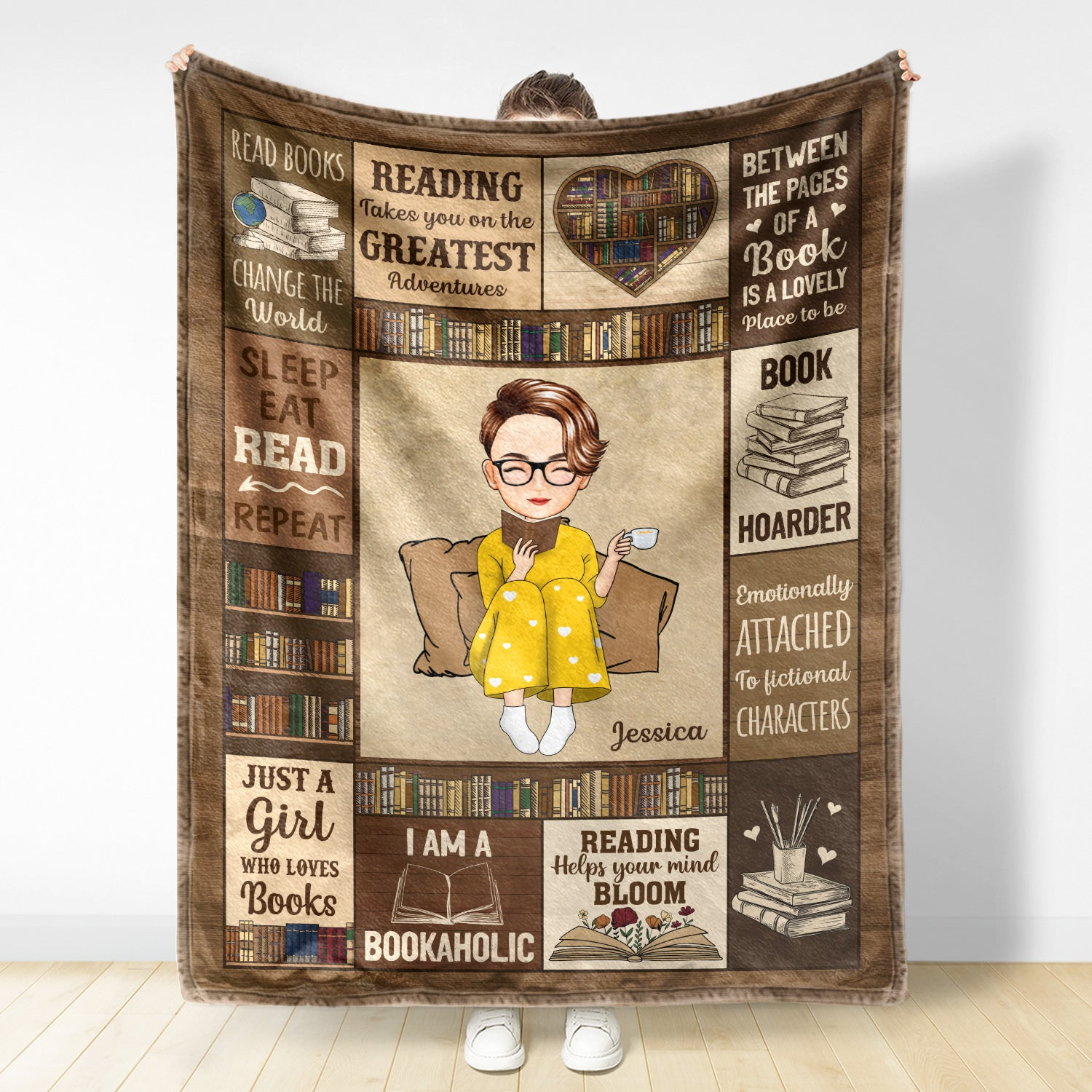 My Reading Blanket I Am A Bookaholic - Personalized Custom Blanket - Gift For Book Lovers