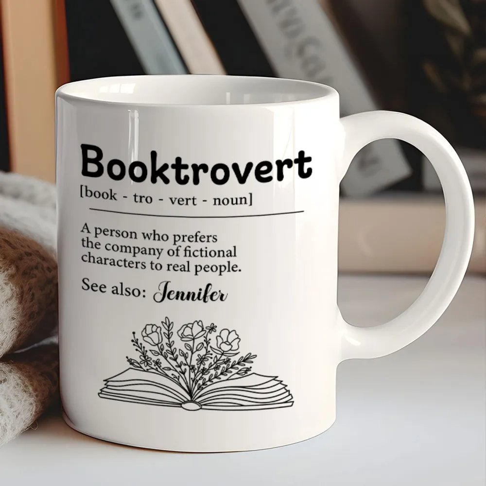Booktrovert Definition Book Lover - Personalized Custom Mug - Gift For Book Lovers, Bookworms, Readers