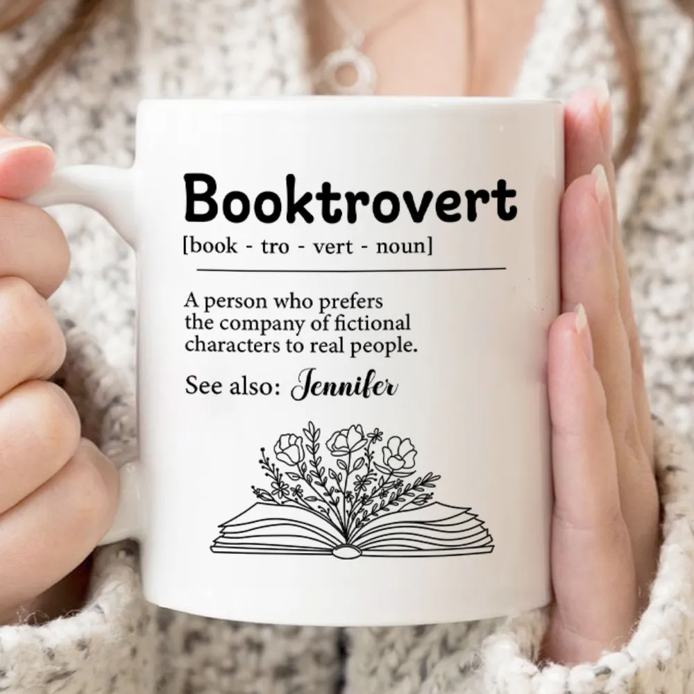 Booktrovert Definition Book Lover - Personalized Custom Mug - Gift For Book Lovers, Bookworms, Readers