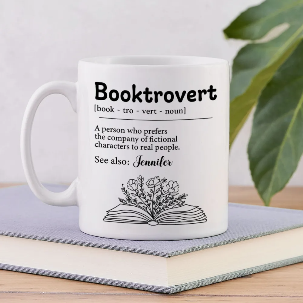 Booktrovert Definition Book Lover - Personalized Custom Mug - Gift For Book Lovers, Bookworms, Readers