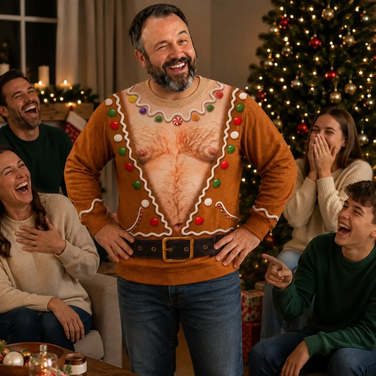 Bringing The Heat This Season - Personalized Custom Ugly Sweater - Christmas Gift For Husband, Son, Brother, Grandpa, Dad, Yourself