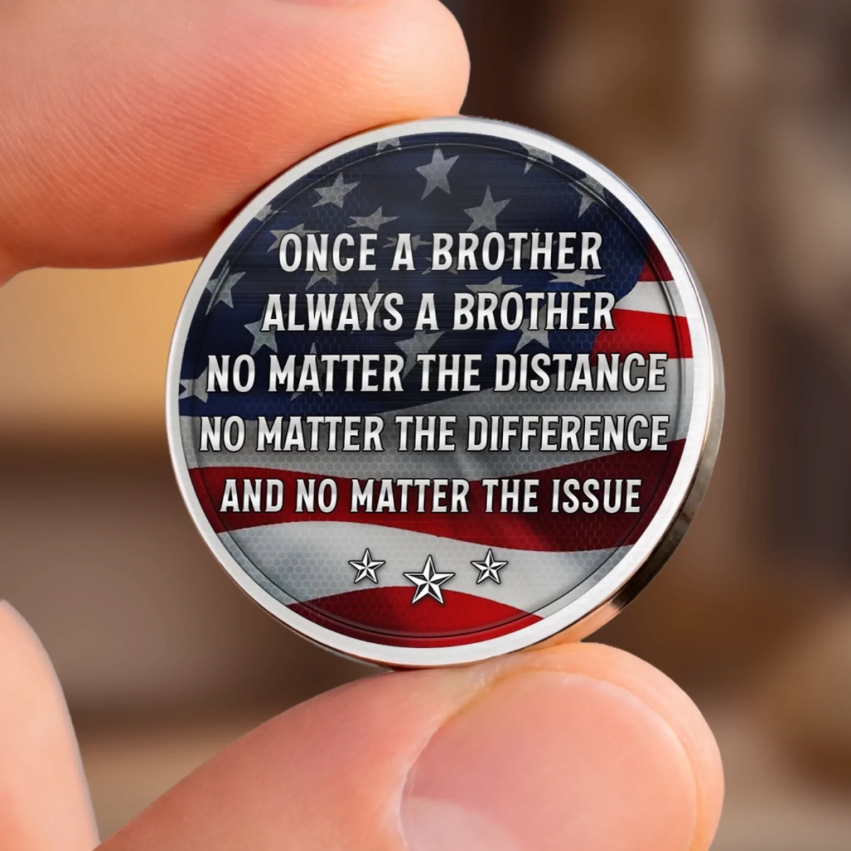 Brotherhood That Never Breaks - Personalized Leather Pocket Hug - America 250th Anniversary, 4th Of July Gifts For Brother