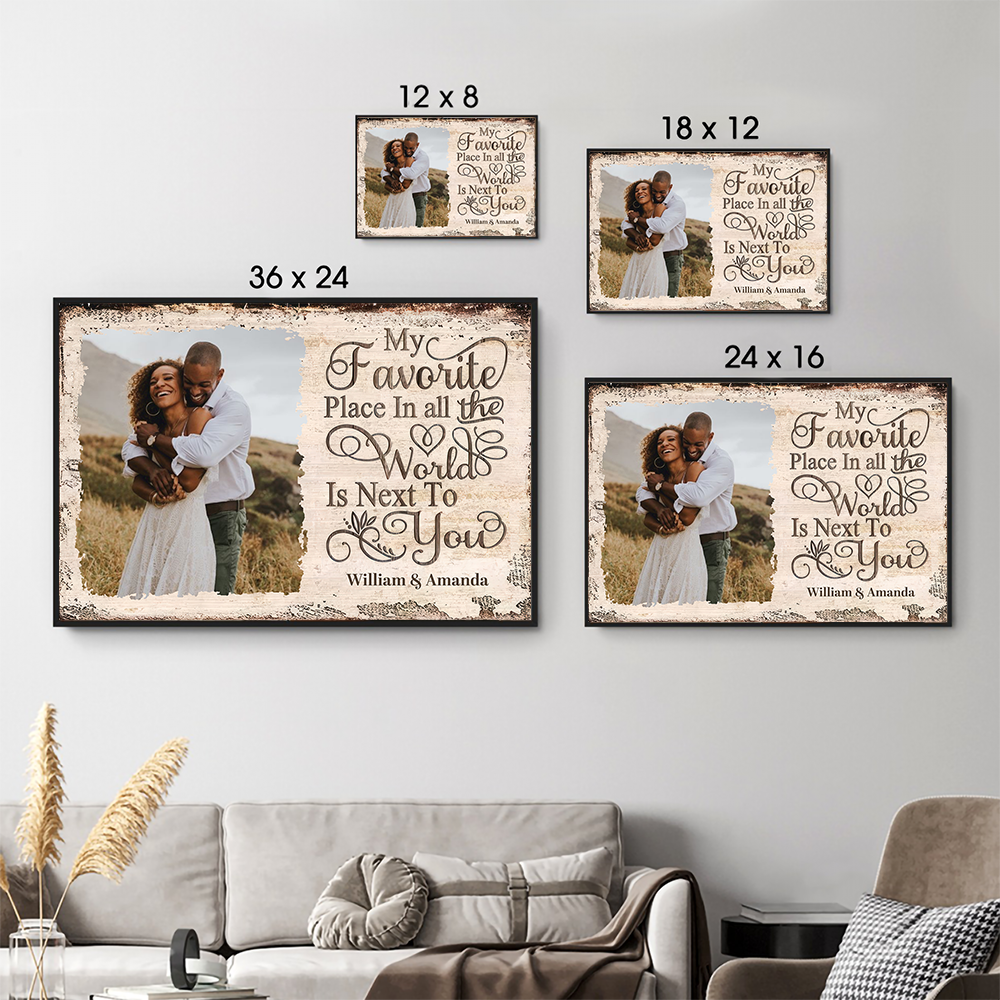 Custom Photo My Favorite Place | Personalized Family Gift For Couples, Valentine, Anniversary, Husband Wife, Her/Him, Grandma/Grandpa, Grandparent | Canvas Prints 5