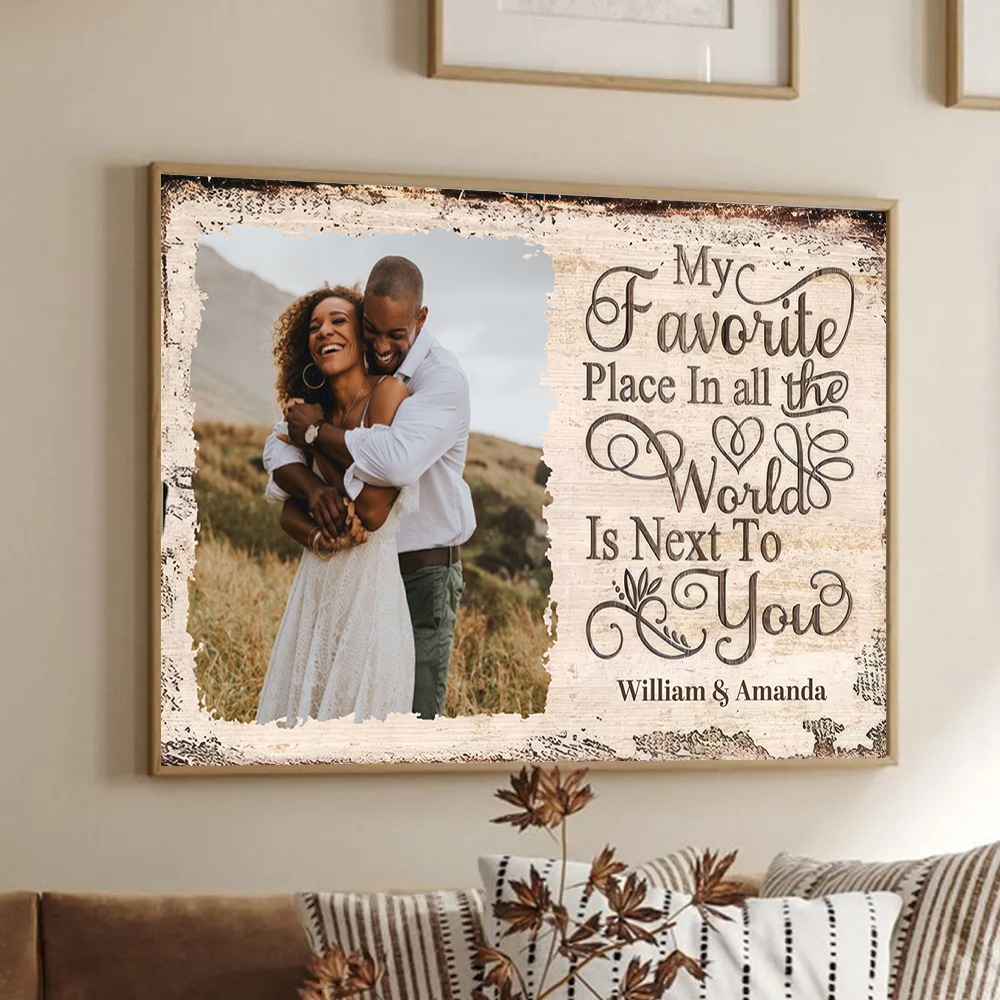 Custom Photo My Favorite Place | Personalized Family Gift For Couples, Valentine, Anniversary, Husband Wife, Her/Him, Grandma/Grandpa, Grandparent | Canvas Prints 3
