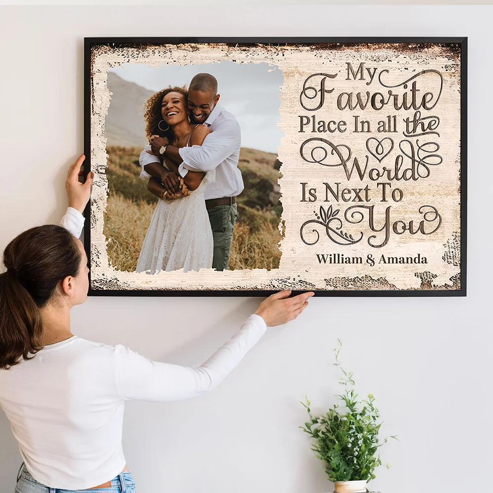 Custom Photo My Favorite Place | Personalized Family Gift For Couples, Valentine, Anniversary, Husband Wife, Her/Him, Grandma/Grandpa, Grandparent | Canvas Prints 2