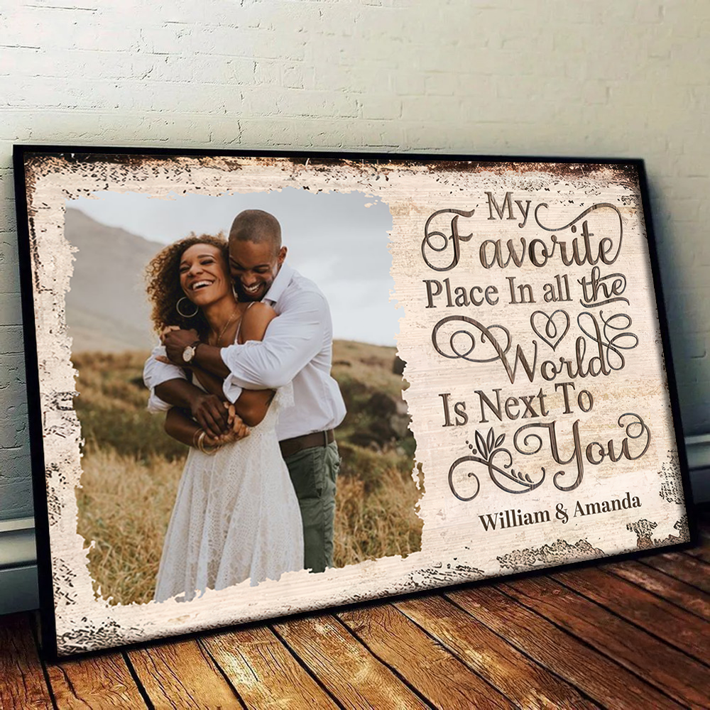 Custom Photo My Favorite Place | Personalized Family Gift For Couples, Valentine, Anniversary, Husband Wife, Her/Him, Grandma/Grandpa, Grandparent | Canvas Prints 1