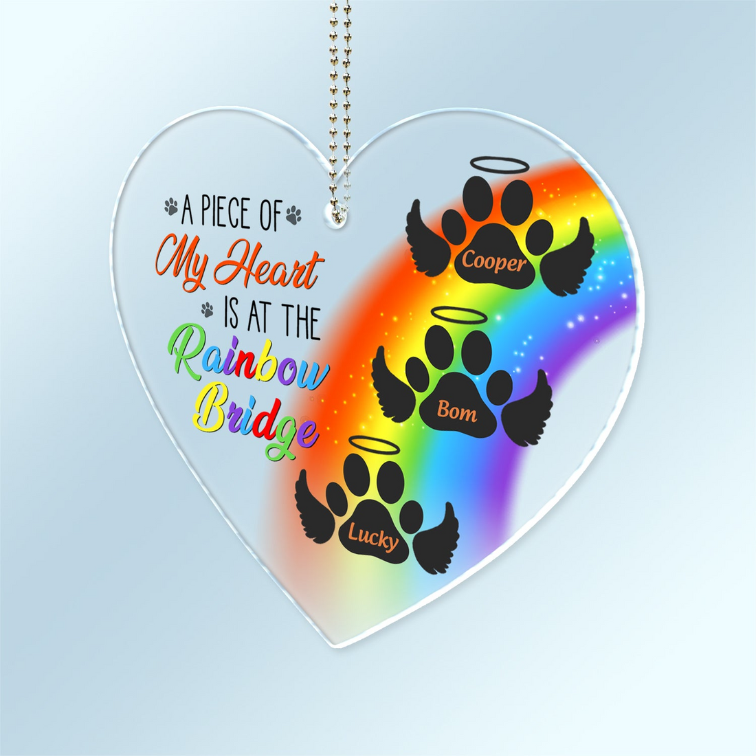 A Piece Of My Heart Is At The Rainbow Bridge personalized car hanger 1 side, alternate view 2