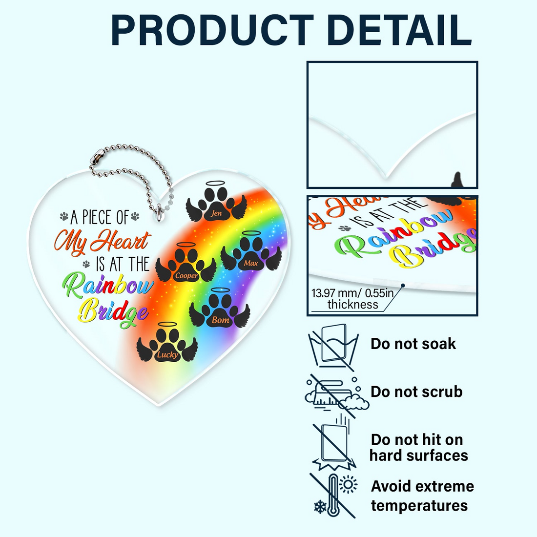 A Piece Of My Heart Is At The Rainbow Bridge personalized car hanger 1 side, alternate view 5