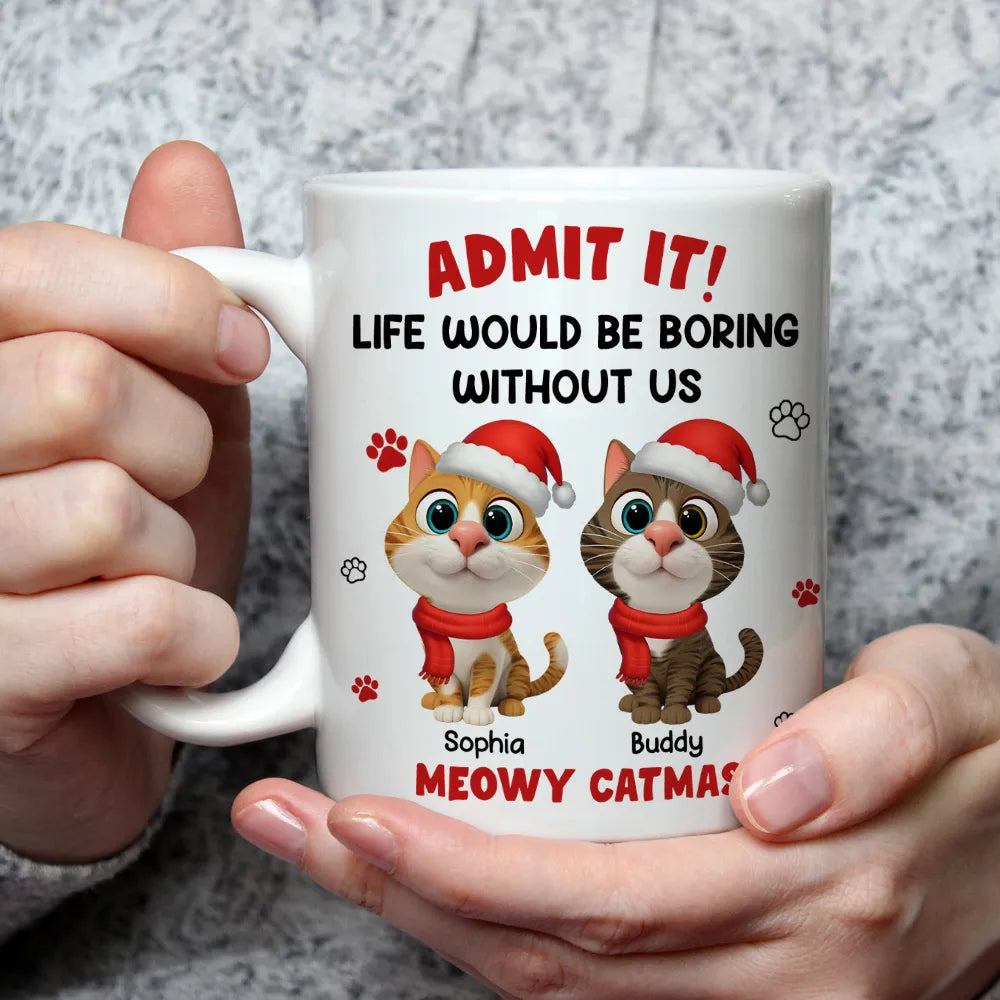 Personalized Cartoon Cat Christmas mug, alternate view 2