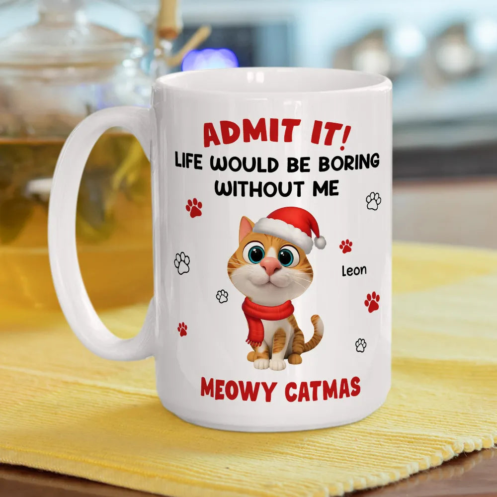 Personalized Cartoon Cat Christmas mug, alternate view 5