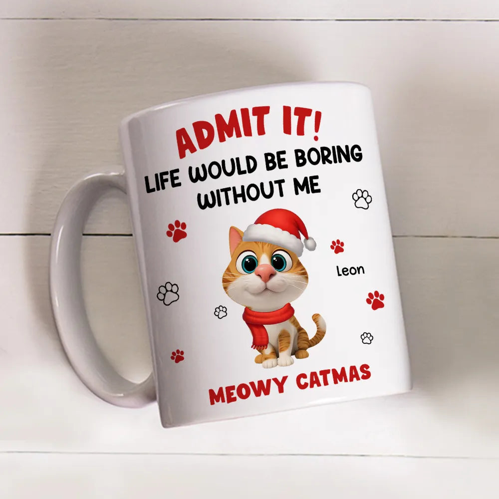 Personalized Cartoon Cat Christmas mug, alternate view 4