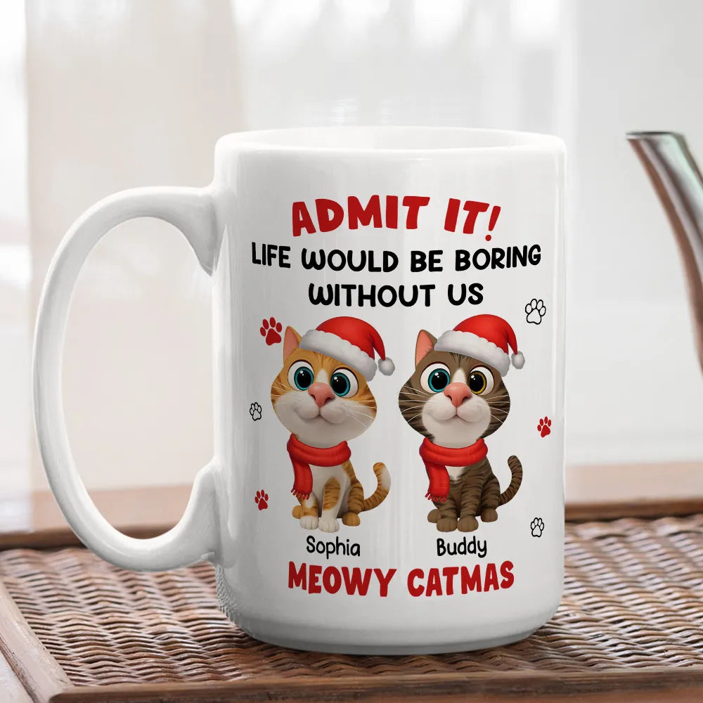 Cartoon Cat Christmas - Personalized Custom Mug - Gift For Cat Lovers, Cat Mom, Cat Dad