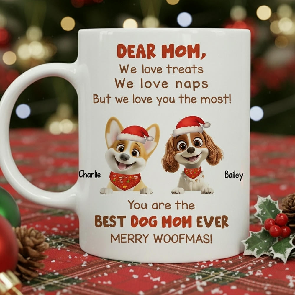 Cartoon Dog Christmas - Personalized Custom Mug - Gift For Dog Lovers, Dog Mom, Dog Dad