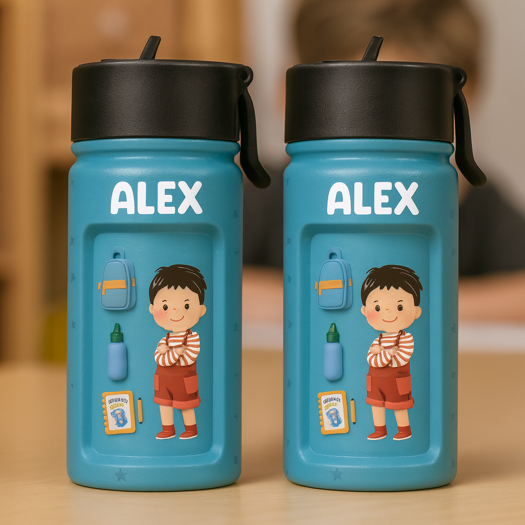 Kid Back To School - Personalized Kids Stainless Steel Water Bottle - Custom Gift For Back To School, First Day of School - Student, Son, Daughter | Kindergarten, Pre-K, Preschool