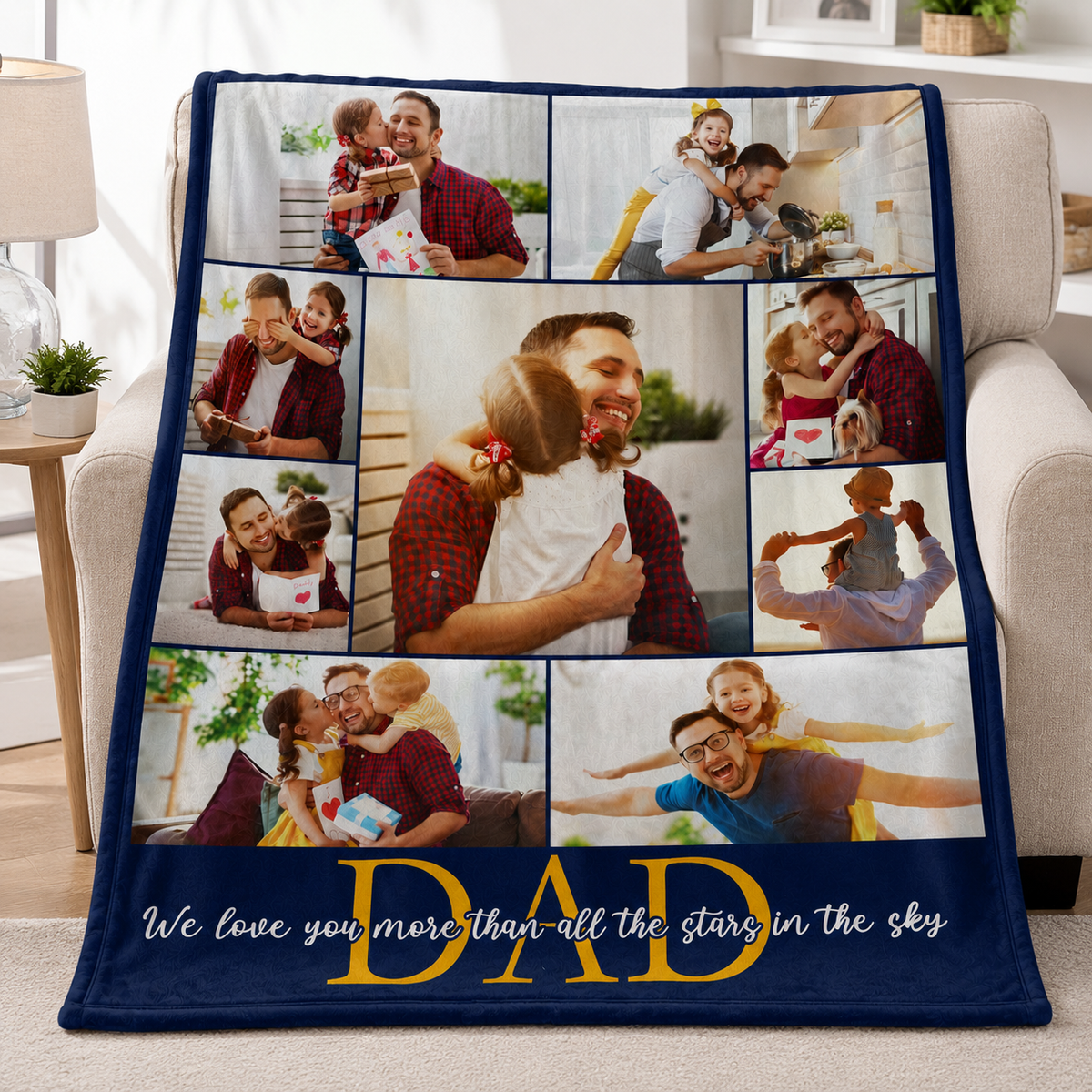 Custom Photo Dad We Love You - Personalized Custom Blanket - Father's Day Gift Ideas For Dad, Daddy, Papa