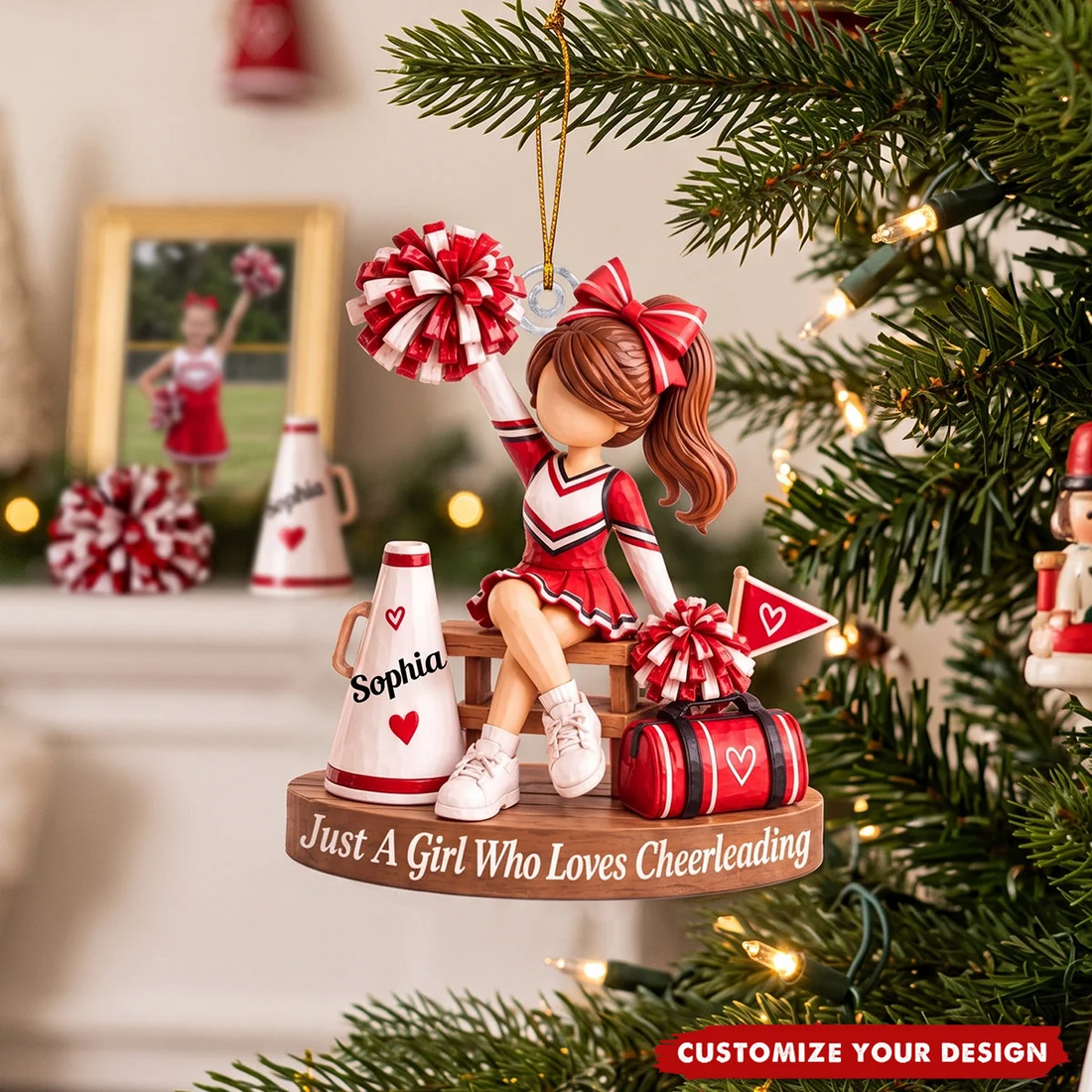 Custom Cheerleader Christmas - Personalized Custom Shaped Acrylic Ornament - Christmas Gift for Cheerleader, Daughter, Granddaughter