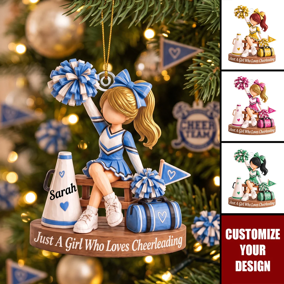 Custom Cheerleader Christmas - Personalized Custom Shaped Acrylic Ornament - Christmas Gift for Cheerleader, Daughter, Granddaughter