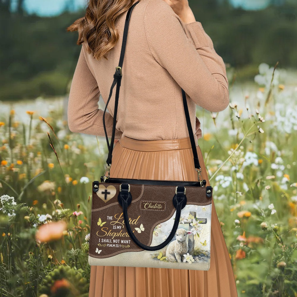 Personalized The Lord Is My Shepherd I Shall handbag, carried on the shoulder