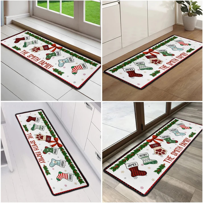 Christmas Family Together - Personalized Runner Rug - Christmas Gifts For Family, Grandma, Grandpa, Mom, Dad, Brother, Sister