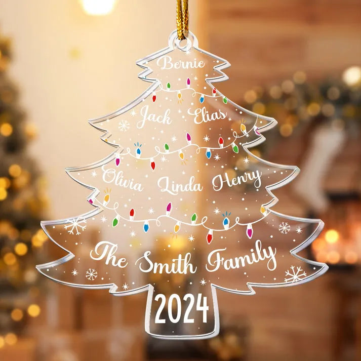 Christmas Tree With Family Names custom shaped acrylic ornament, alternate view 4