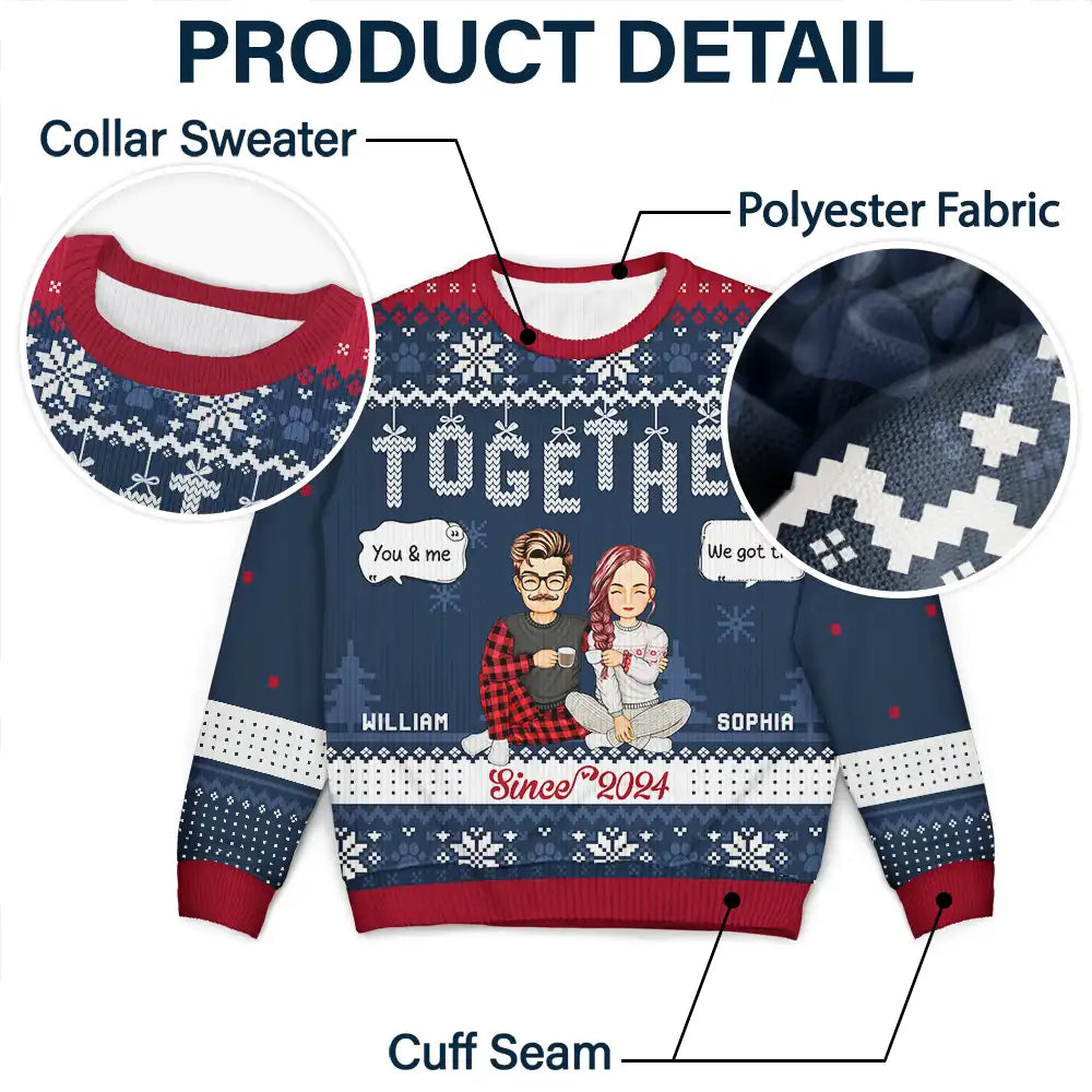 Personalized Christmas Couples Together Since ugly Christmas sweater, alternate view 6
