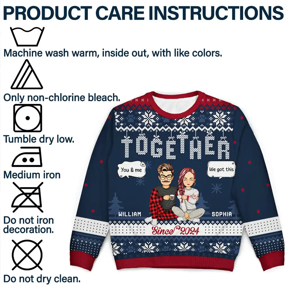 Personalized Christmas Couples Together Since ugly Christmas sweater, alternate view 5
