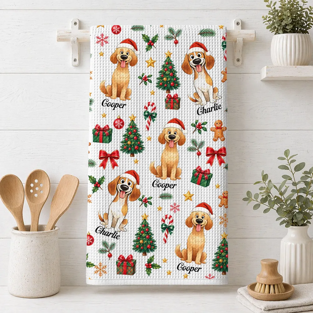 Christmas Dog Lovers - Personalized Kitchen Towel - Gift for Dog Lovers, Dog Mom, Dog Dad, Pet Lovers