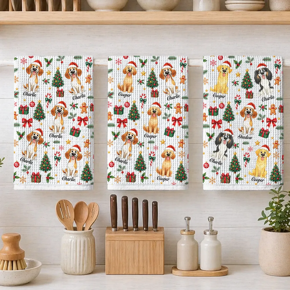 Christmas Dog Lovers - Personalized Kitchen Towel - Gift for Dog Lovers, Dog Mom, Dog Dad, Pet Lovers