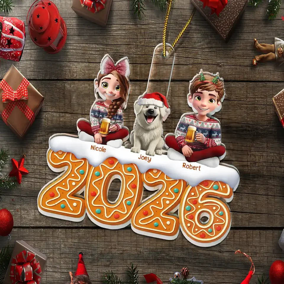 Christmas Gingerbread Family 3D Effect - Personalized Custom Shaped Acrylic Ornament - Christmas Gifts For Mom, Dad, Brother, Sister