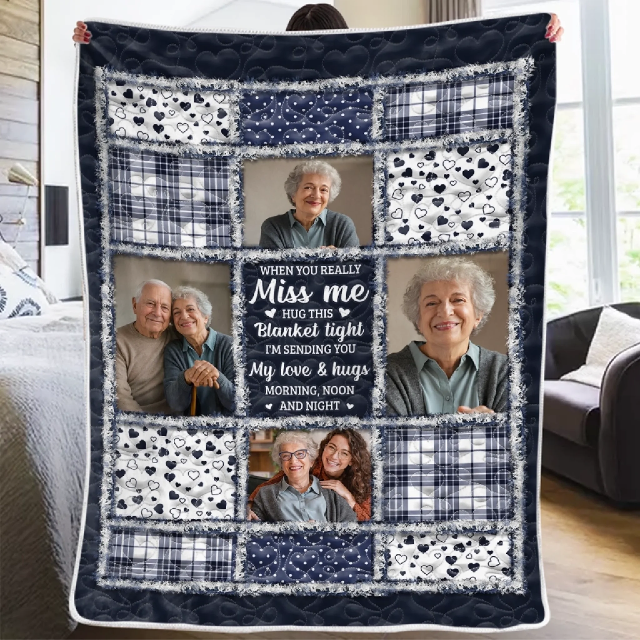 Custom Photo The Light of Your Love Guides Me - Human Memorial Personalized Custom Blanket - Christmas Memorial Sympathy Gifts For Loss Of Mom, Dad 1
