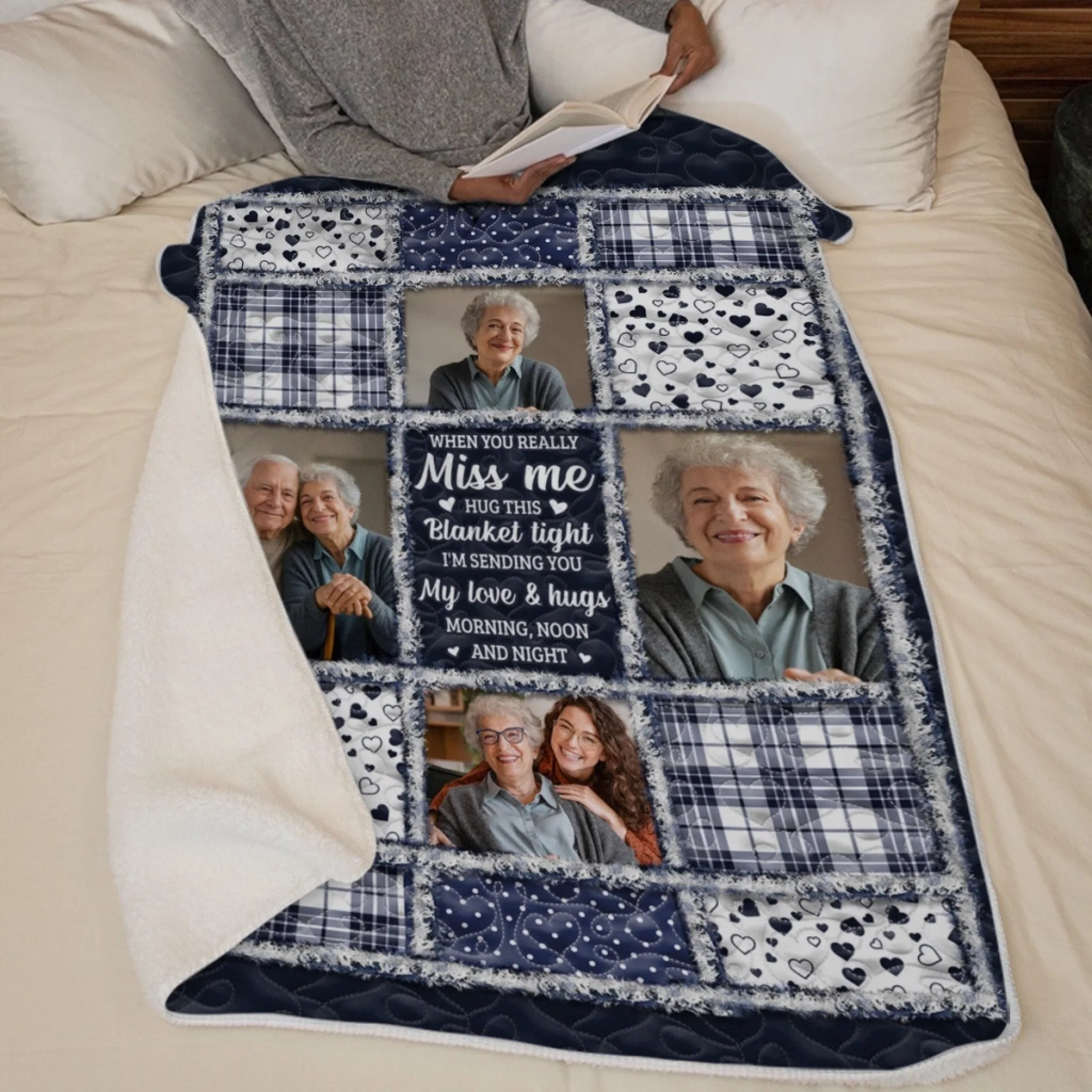 Custom Photo The Light of Your Love Guides Me - Human Memorial Personalized Custom Blanket - Christmas Memorial Sympathy Gifts For Loss Of Mom, Dad 5