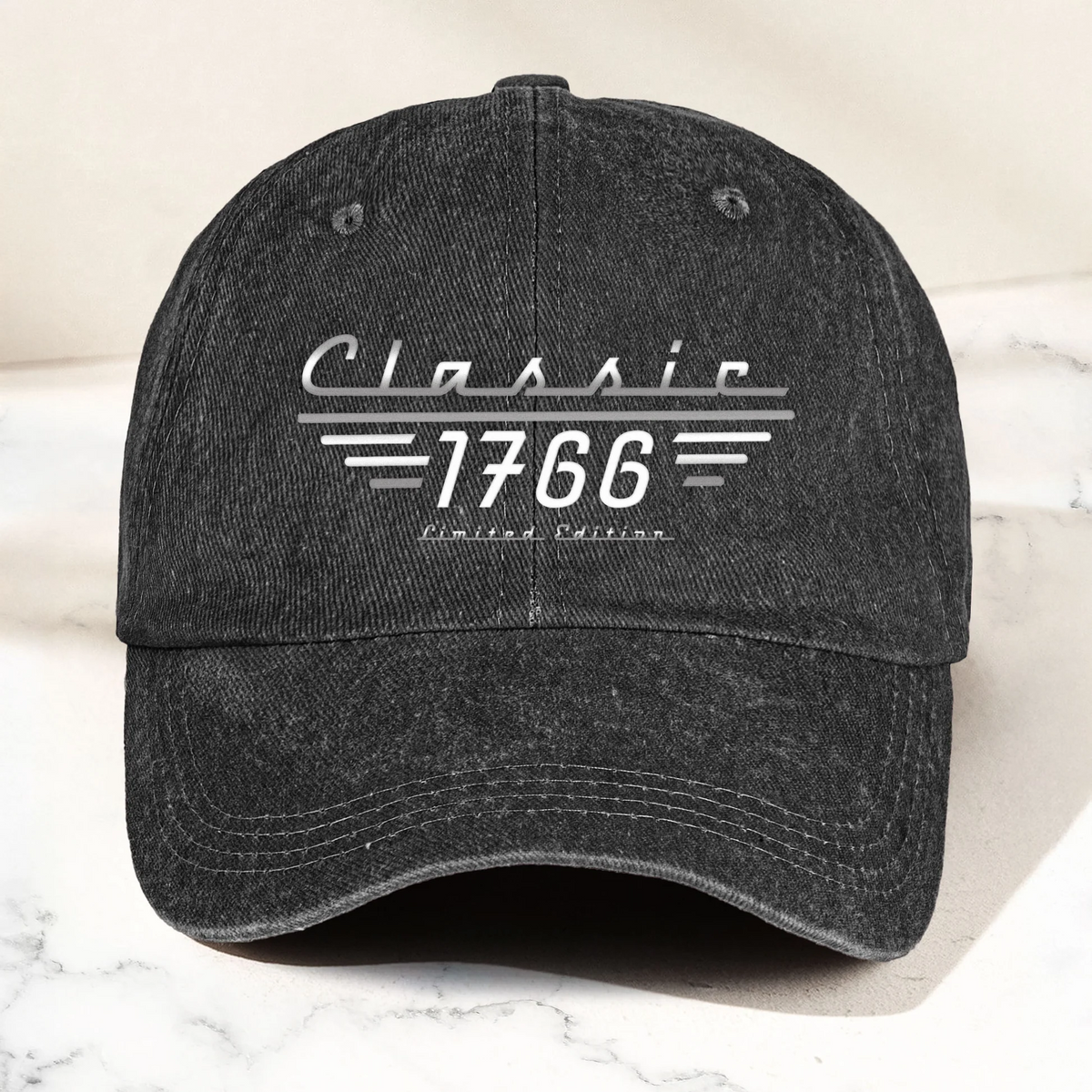 Classic Limited Edition - Personalized Custom Vintage Washed Denim Cap - Father's Day Gift for Husband, Dad, Papa, or Grandpa