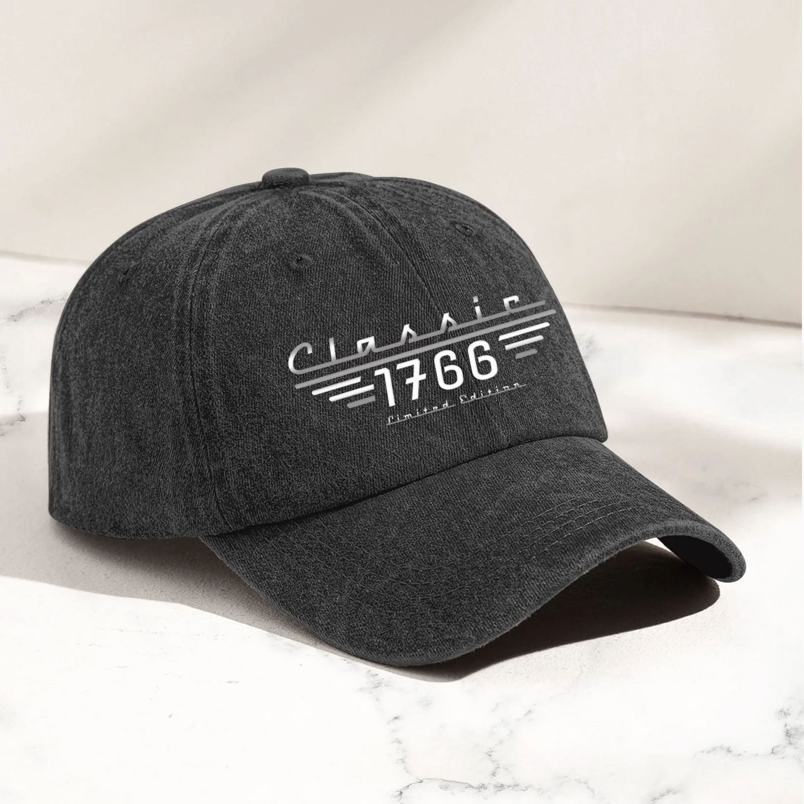 Classic Limited Edition - Personalized Custom Vintage Washed Denim Cap - Father's Day Gift for Husband, Dad, Papa, or Grandpa