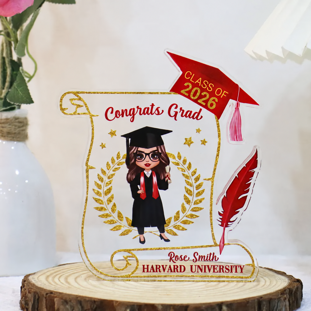 Class of 2026 Graduation - Personalized Acrylic Plaque Custom Shape - Gift For Her, Daughter, Grad Ceremony, Commencement