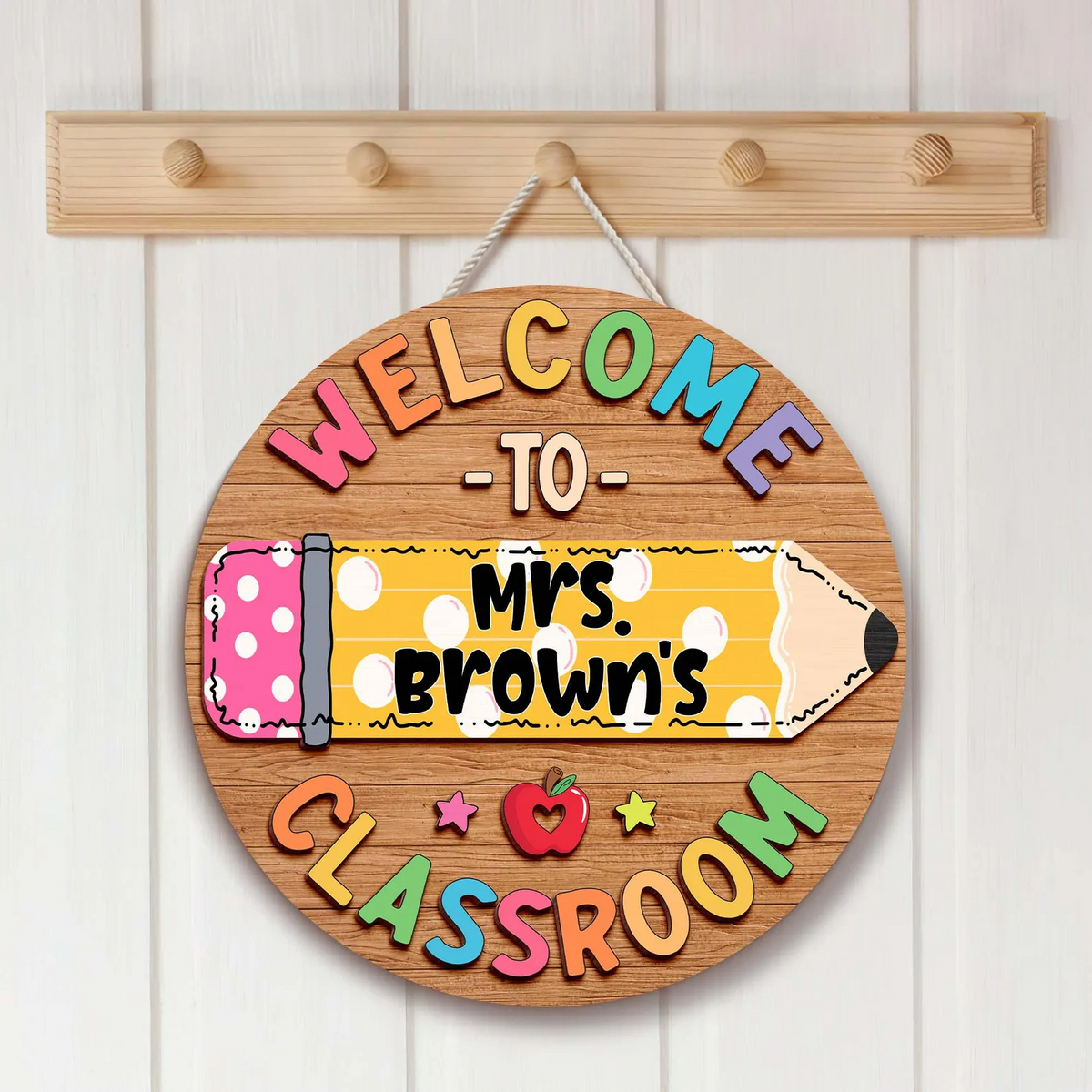 Welcome To Teacher Classroom - Personalized Round Wood Sign - Back To School, 1st Day of School - Custom Gift For Teachers & Educators, Classroom Decoration