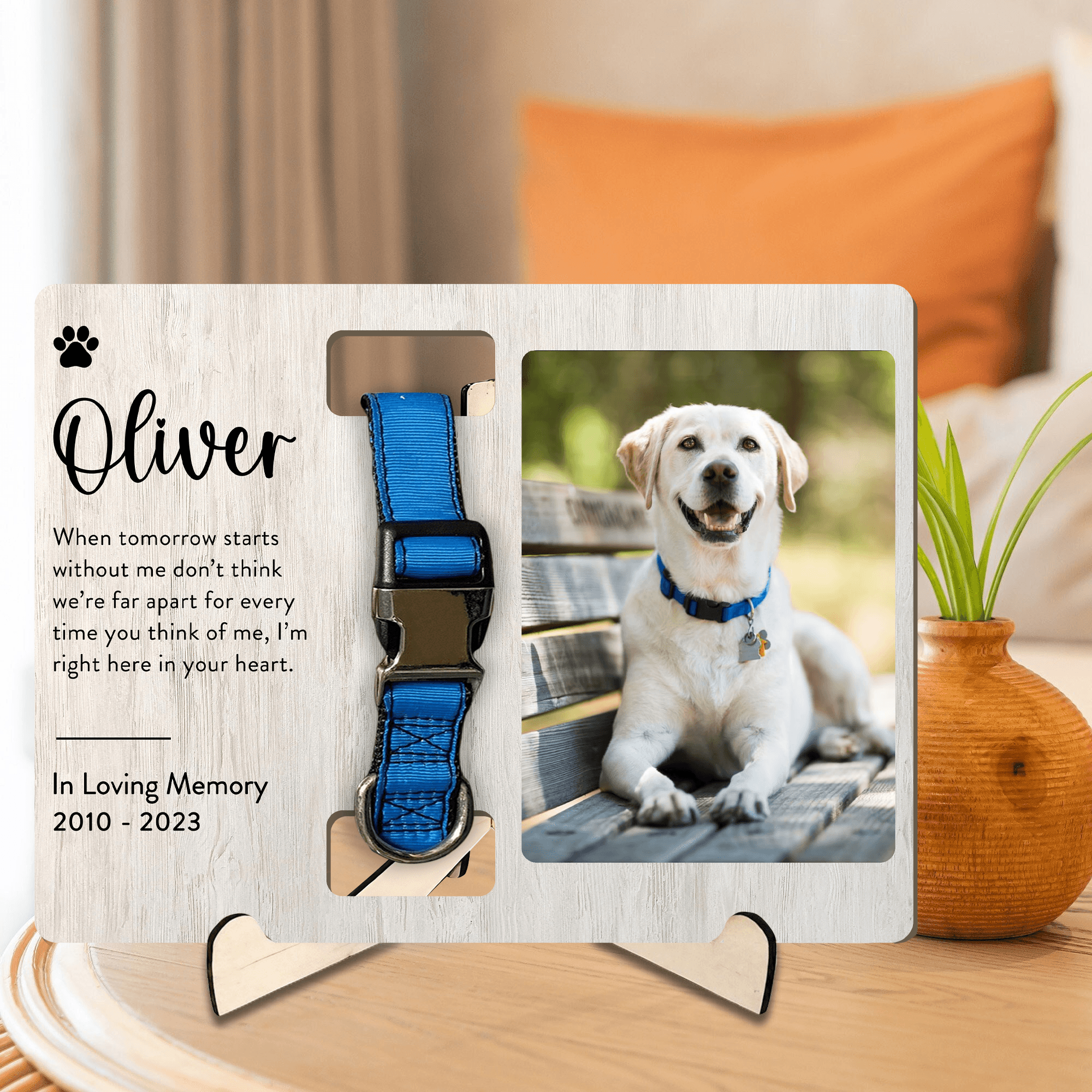 Custom Photo Memorial Gift - In Loving Memory - Personalized Wooden Collar Plaque | Sympathy, Bereavement, Condolence for Pet Loss, Dog & Cat Lover 5