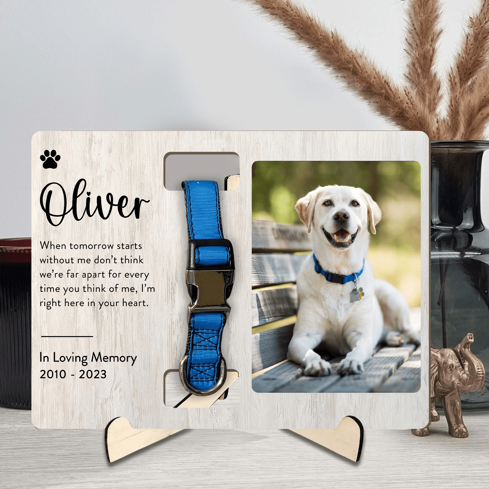Custom Photo Memorial Gift - In Loving Memory - Personalized Wooden Collar Plaque | Sympathy, Bereavement, Condolence for Pet Loss, Dog & Cat Lover 2