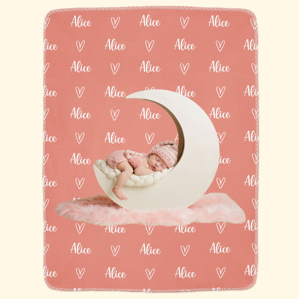 Custom Photo Baby Blanket - Personalized Custom Blanket - Gift for New Infant, Baby Girl, Boy, Granddaughter, Grandson