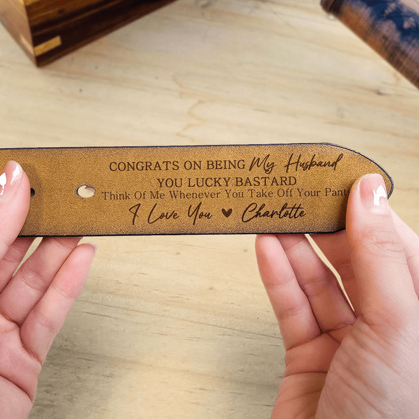 Personalized Engraved Leather Belt - Custom Father's Day Gift for Him, Husband, Daddy, Grandpa, Best for Men, Boyfriend, Valentine & Anniversary - Suzitee Store