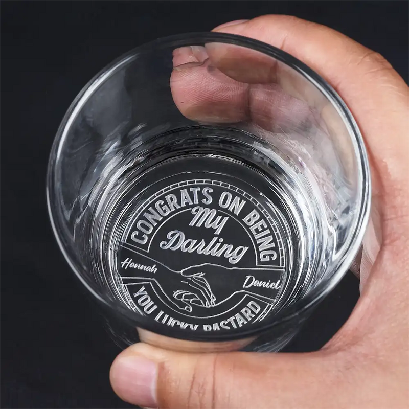 Personalized Couple Congrats On Being My Husband engraved whiskey glass, alternate view 4