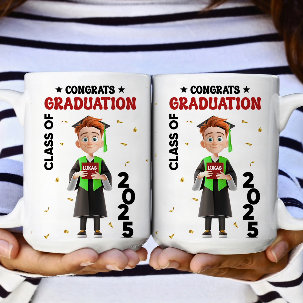Congratulations Class Of 2025 - Personalized Custom Mug - Graduation Motivation Gift For Her/Him, Daughter/Son, Grad Ceremony, Commencement