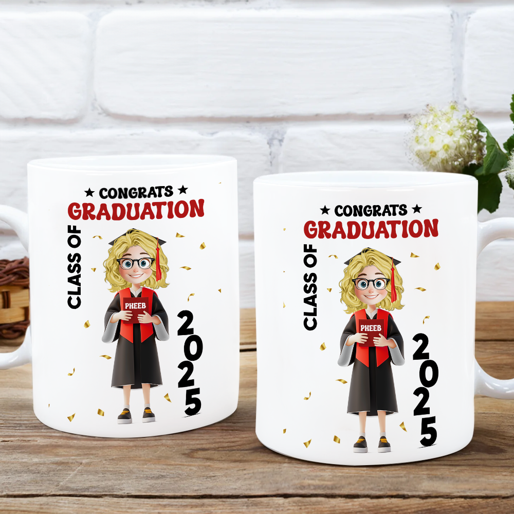 Congratulations Class Of 2025 - Personalized Custom Mug - Graduation Motivation Gift For Her/Him, Daughter/Son, Grad Ceremony, Commencement
