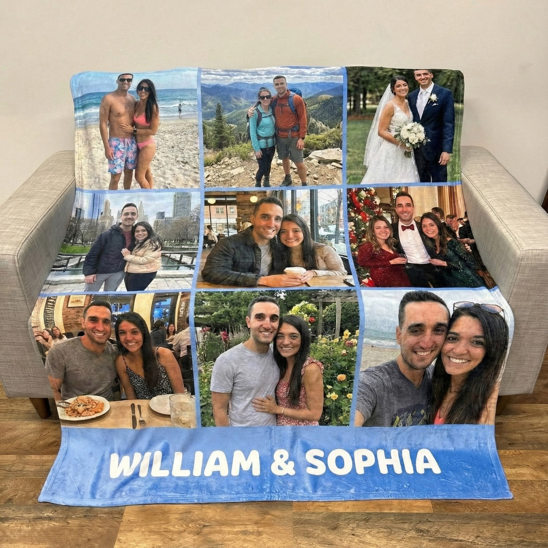 Personalized Custom Photo Couple Blanket fleece blanket, soft fleece fabric close-up