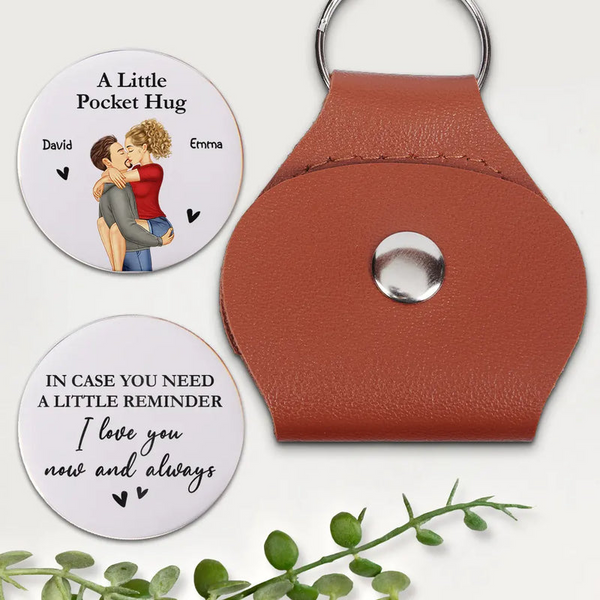 Couple I Love You Now And Always - Personalized Leather Pocket Hug - Gift For Her/Him, Husband/Wife, Couples on Anniversary, Valentine's Day