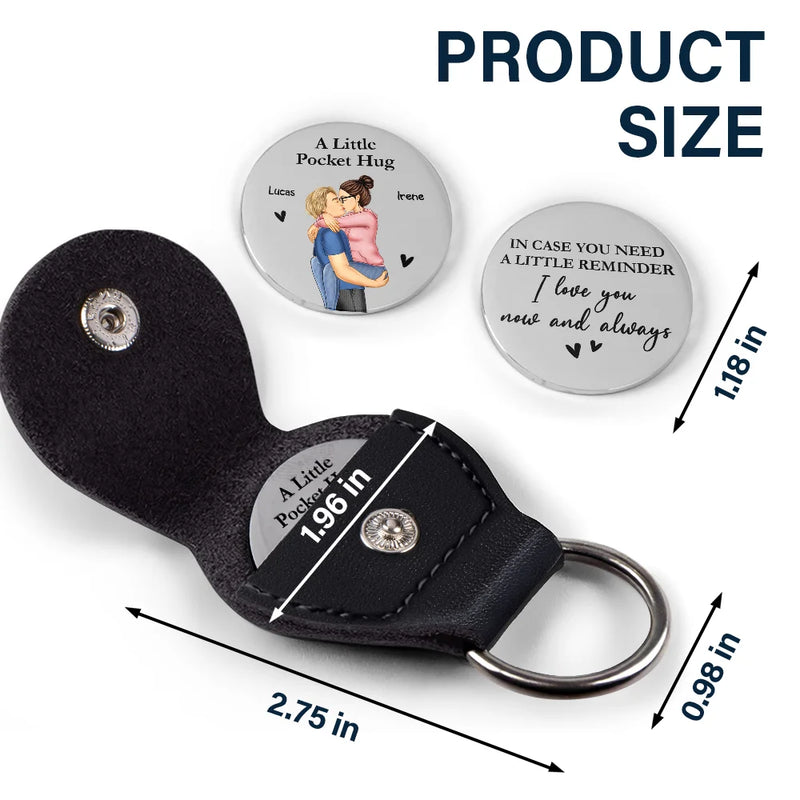 Personalized Couple I Love You Now And Always leather pocket hug, alternate view 4