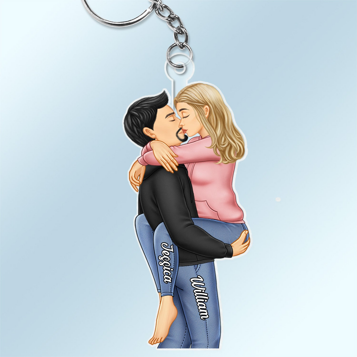 Couple Kissing Personalized Acrylic Keychain - Gift For Her/Him, Husband/Wife, Couples on Anniversary, Valentine&#39;s Day